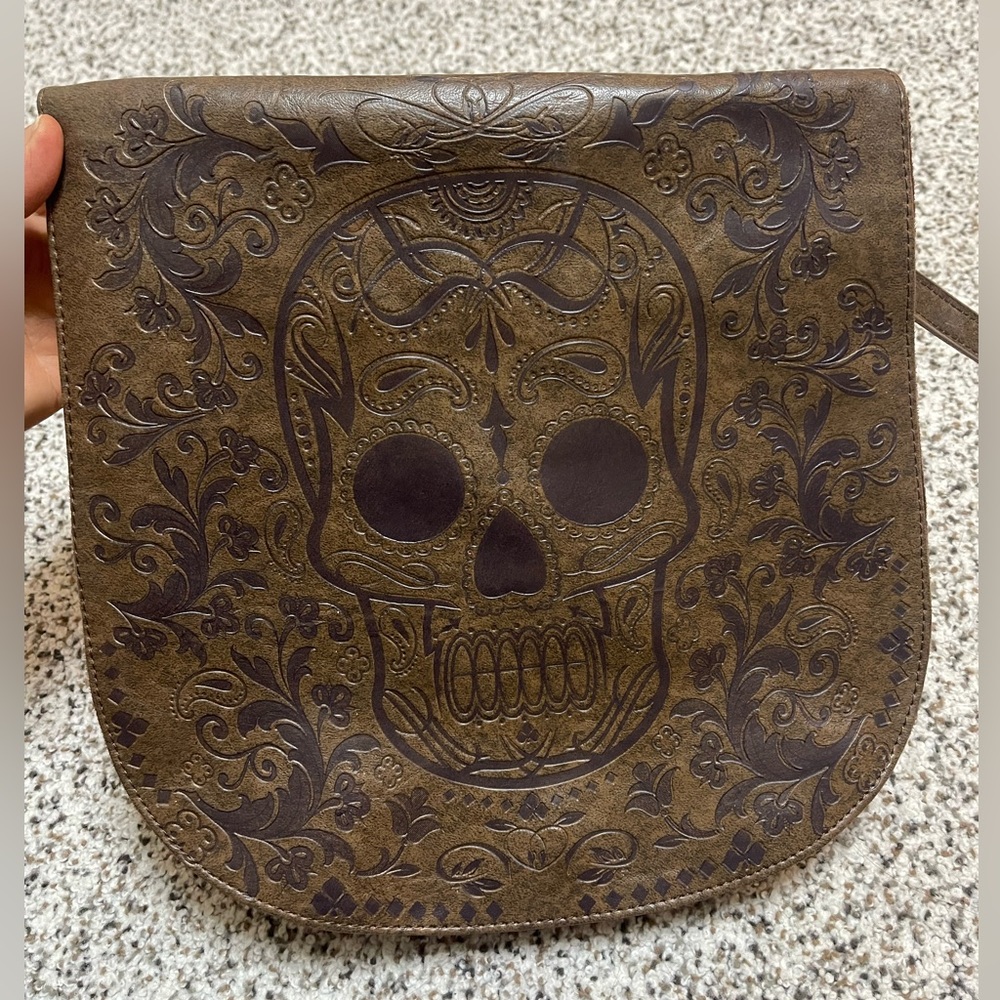 Loungefly Skull Faux Leather Cross Body Messenger Bag